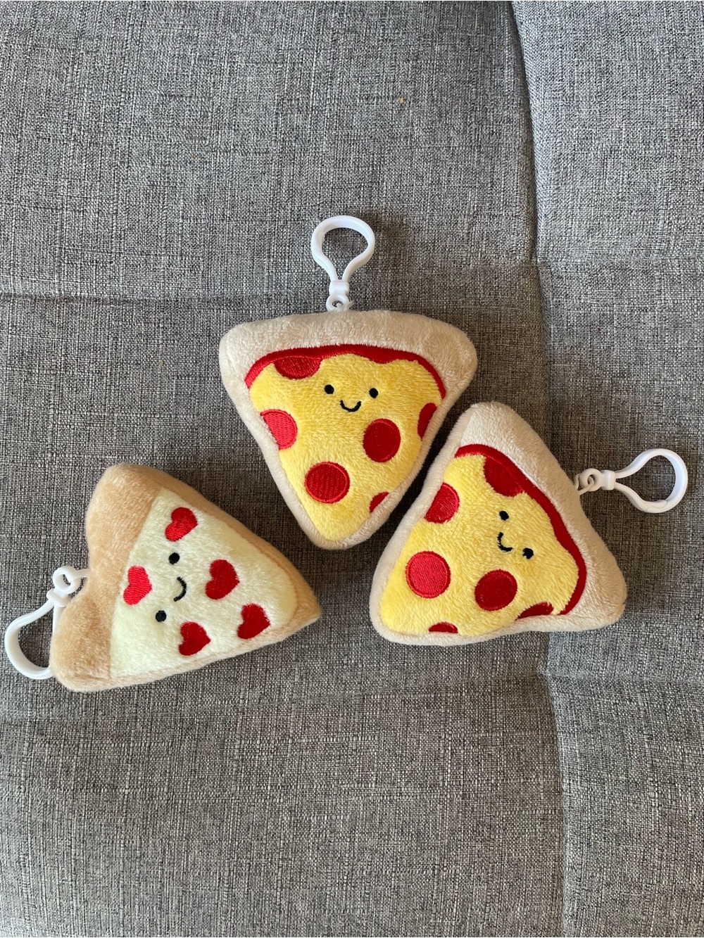 Plush Pizza Slice Keychain Trio - Yellow & Red